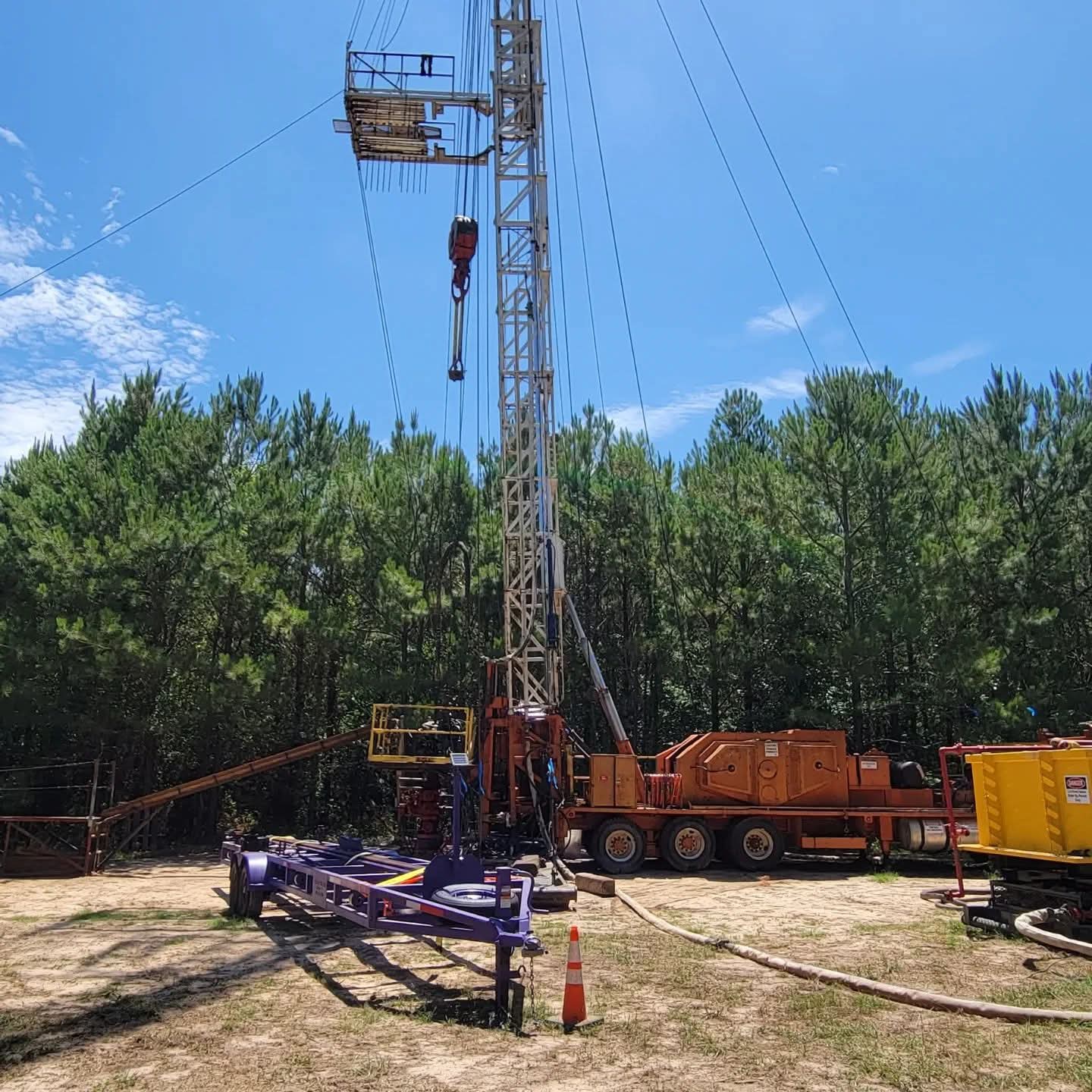 Workover rig on a well site
