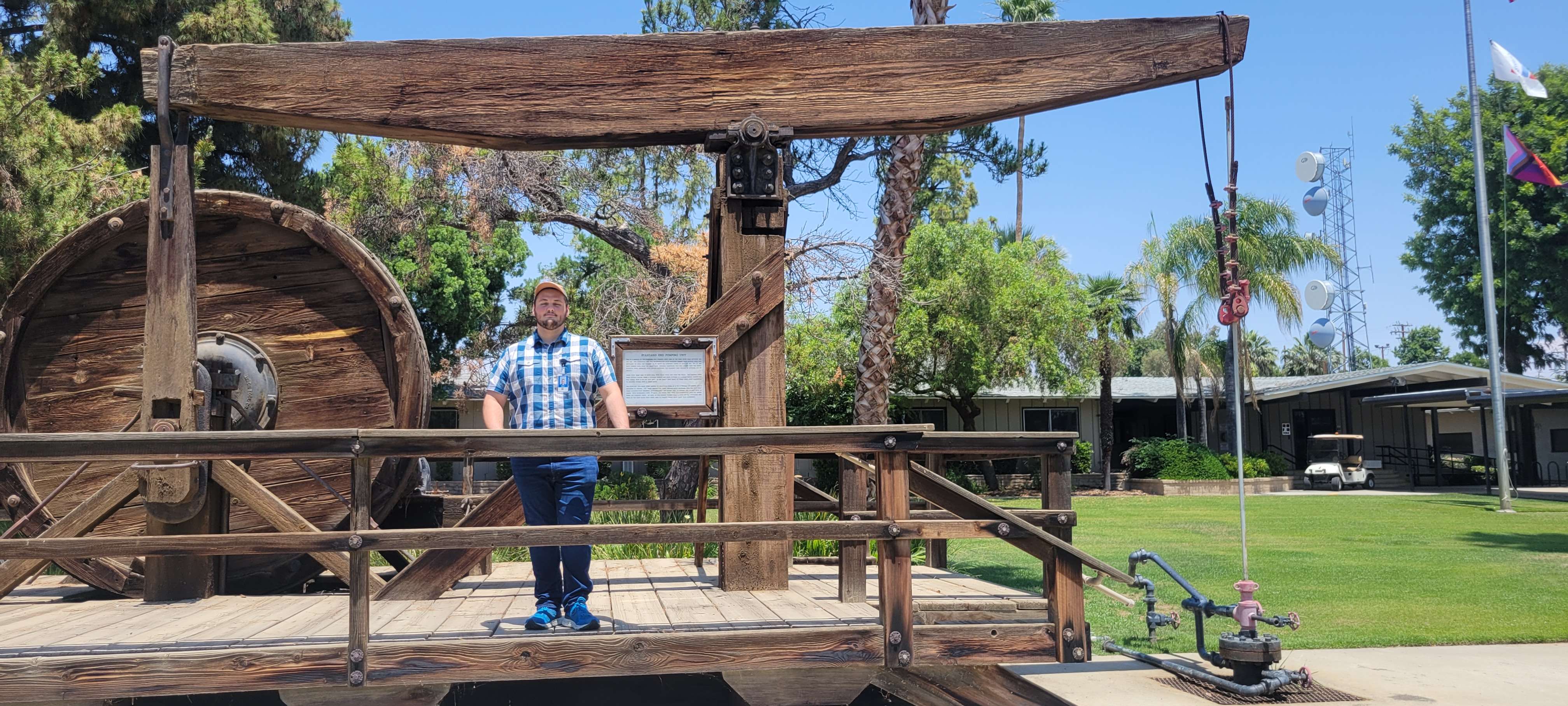 Historic oil pumping unit at Chevron Bakersfield