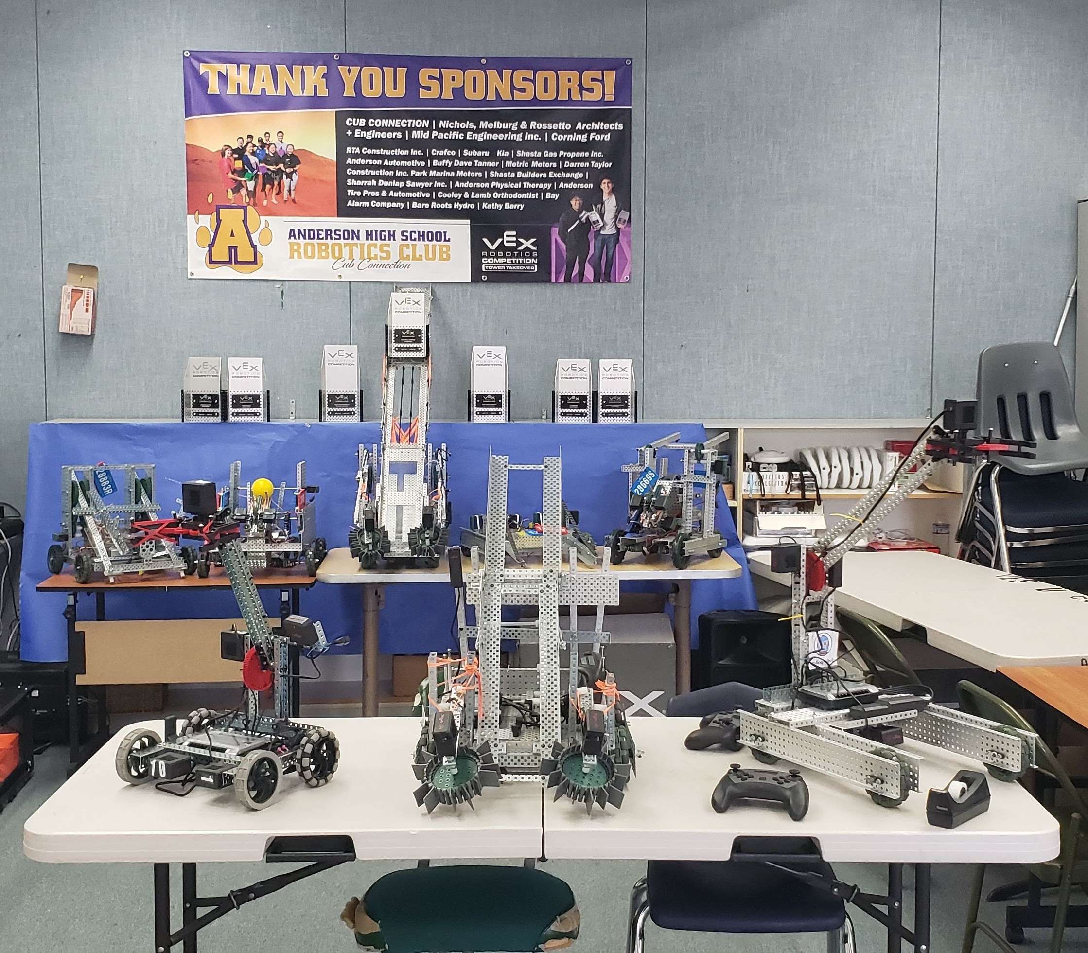 VEX Robotics team robots and tournament awards