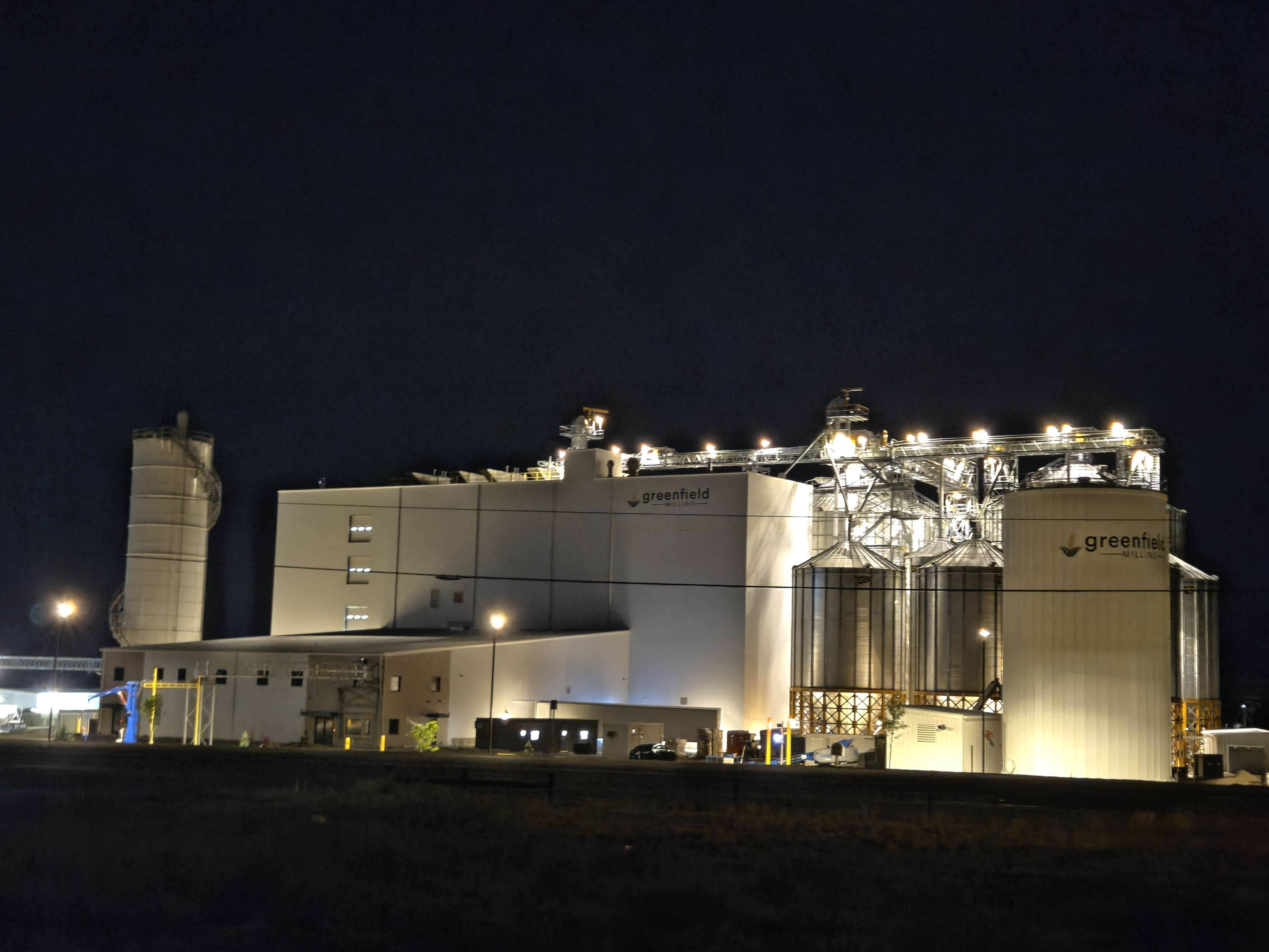 Greenfield Milling facility at night